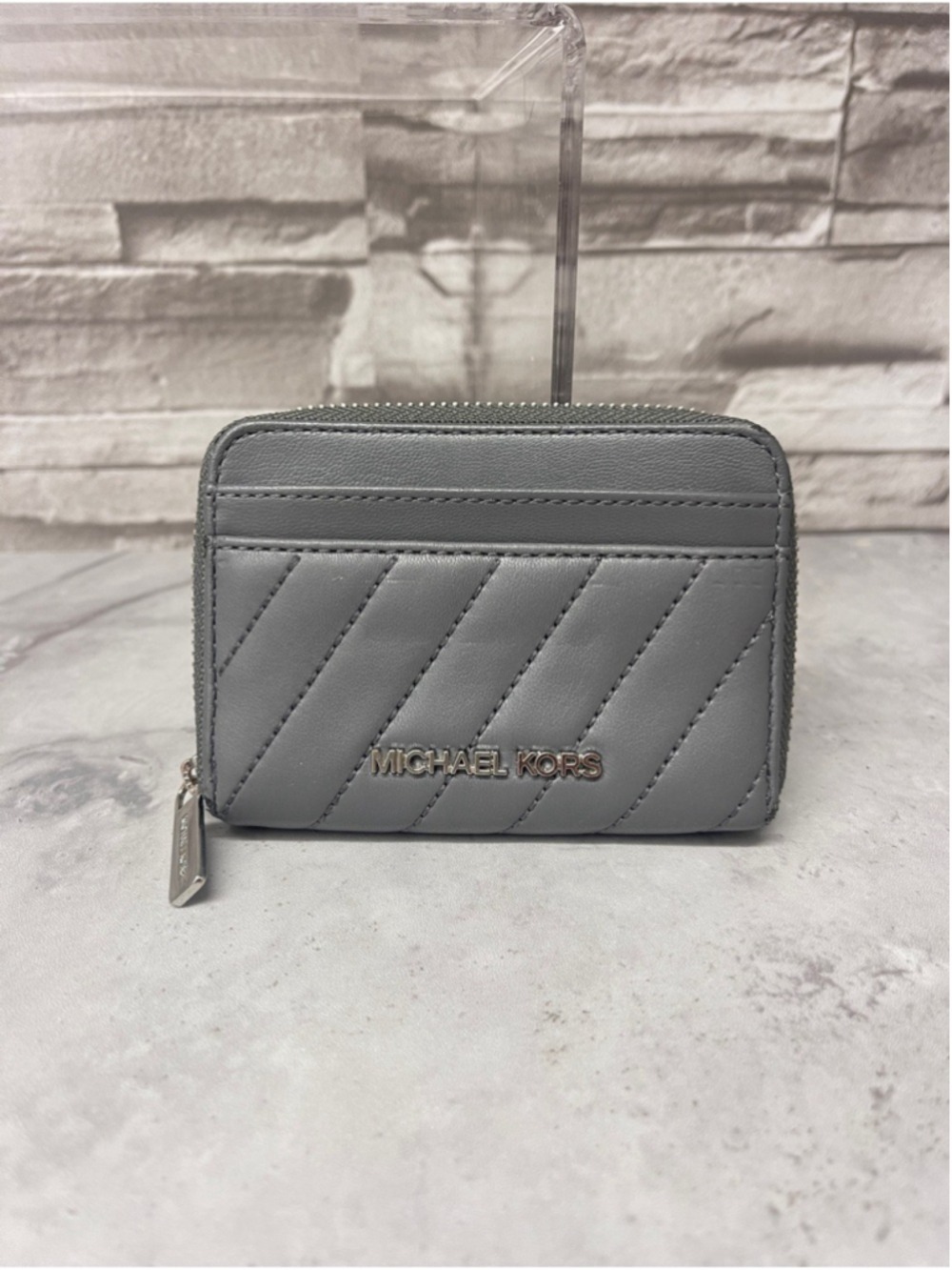 Michael Kors Lina XS Drawstring Crossbody Soft Plush Leather Heather Gray Set - Picture 11 of 16